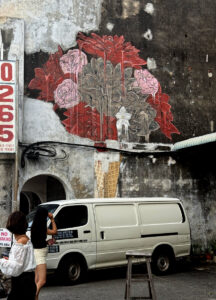 living like im dying red flower mural penang malaysia